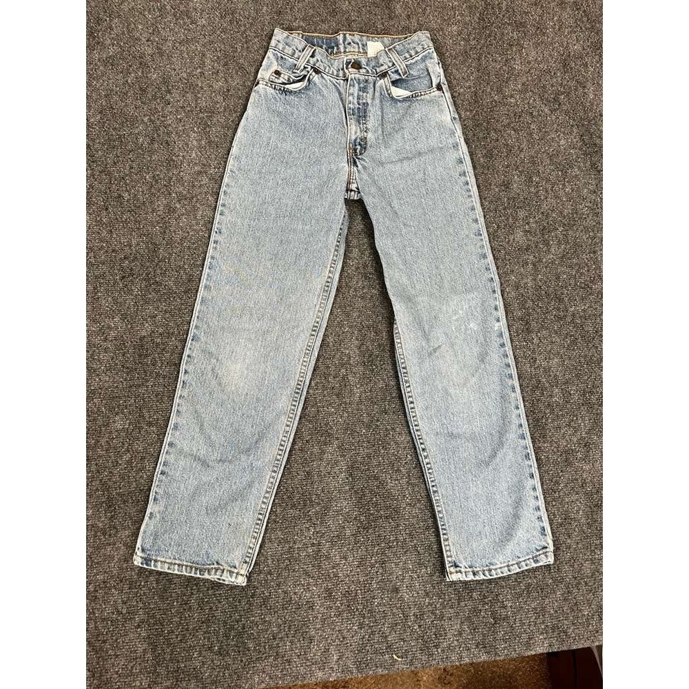 90's Levi's 550 Jeans Womens 14 Light Wash Relaxed Fit Slim Orange Tab USA Made